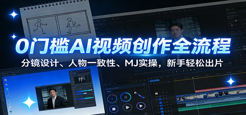 0门槛AI视频创作全流程：分镜设计、人物一致性、MJ实操，新手轻松出片-网创联盟云网创