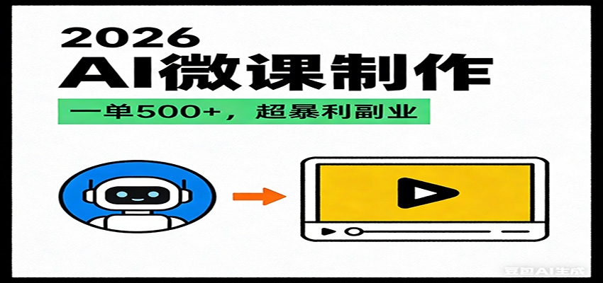 2026AI 风口最稳副业：微课代写制作，一单 500+，人人可做的蓝海项目-网创联盟云网创