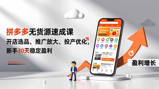 拼多多无货源速成课,开店选品、推广放大、投产优化,新手30天稳定盈利-网创联盟云网创