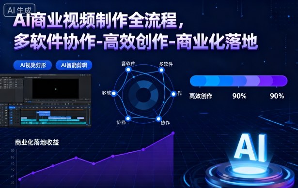 AI商业视频制作全流程2期,多软件协作-高效创作-商业化落地(更新)-网创联盟云网创