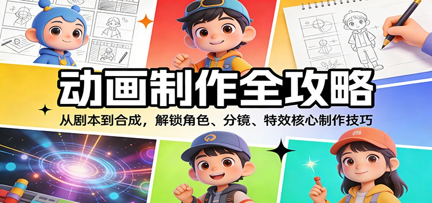 动画制作全攻略：从剧本到合成，解锁角色、分镜、特效核心制作技巧-网创联盟云网创