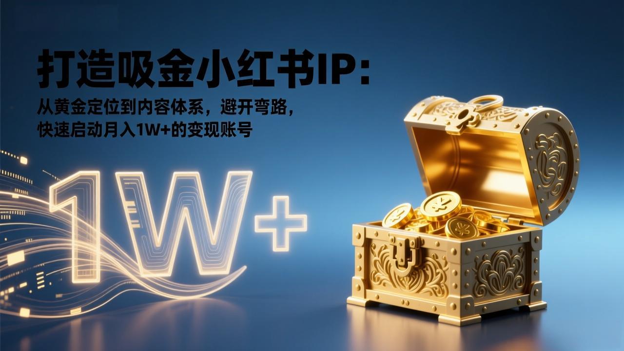 打造吸金小红书IP:从黄金定位到内容体系,避开弯路,快速启动月入1W+的变现账号-网创联盟云网创