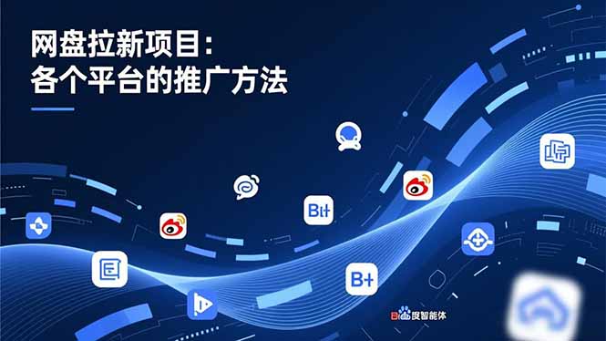 网盘拉新项目：各个平台的推广方法，公众号、截留玩法，微博，B站，百度智能体-网创联盟云网创