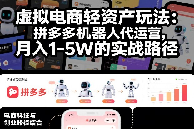 虚拟电商轻资产玩法：拼多多机器人代运营，月入1-5W的实战路径【揭秘】-网创联盟云网创