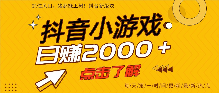 5年爆火的抖音小游戏项目,一部手机日入2000+-网创联盟云网创