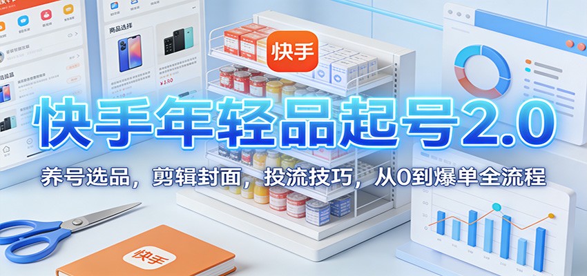 快手年轻品起号2.0：养号选品，剪辑封面，投流技巧，从0到爆单全流程-网创联盟云网创
