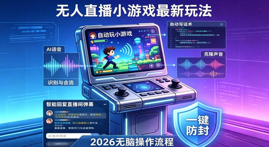 2026年AI无人直播小游戏全流程,不违规不封号,开启创业副业增收之路,小白月入1w+【揭秘】-网创联盟云网创
