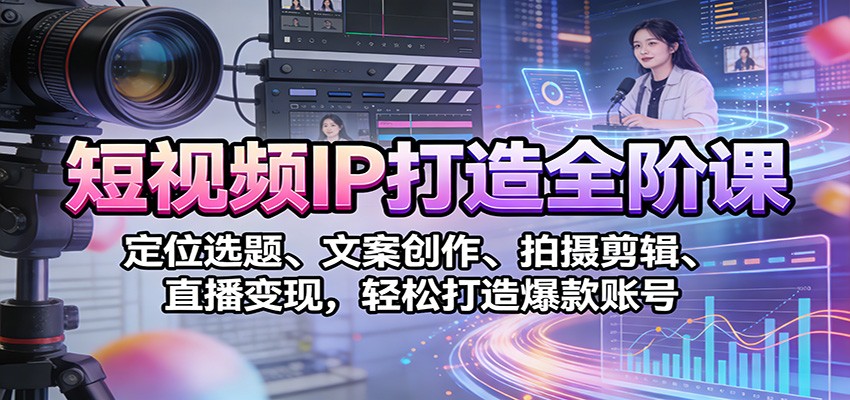 短视频IP打造全阶课：定位选题、文案创作、拍摄剪辑、直播变现，轻松打造爆款账号-网创联盟云网创