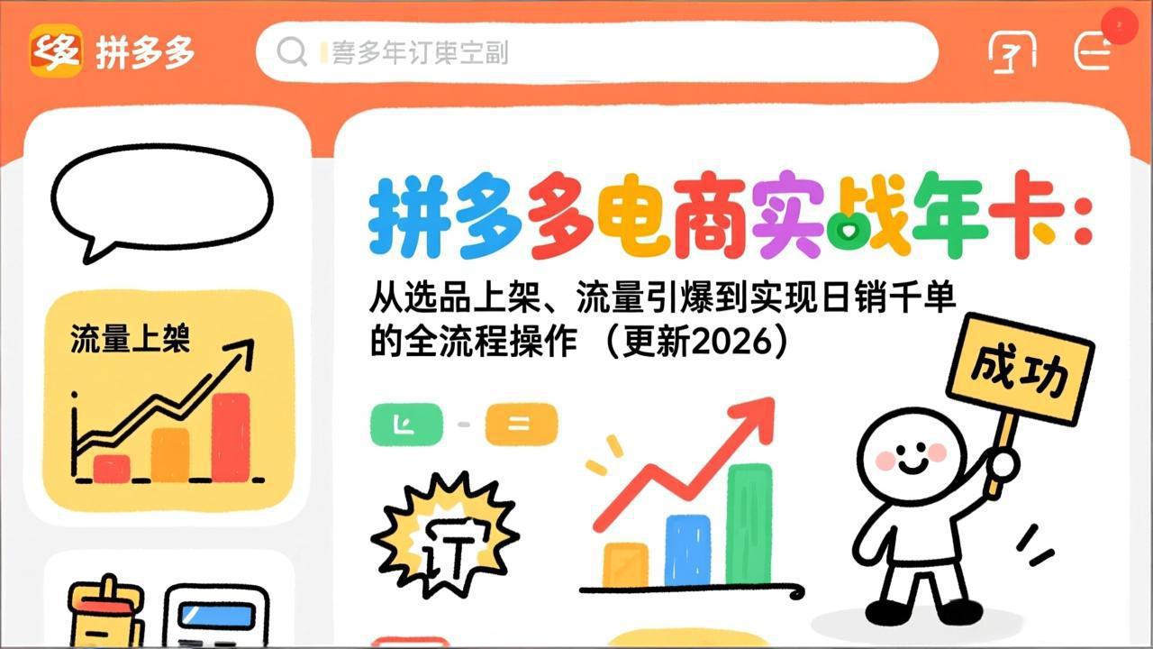 拼多多电商实战年卡：从选品上架、流量引爆到实现日销千单的全流程操作(更新2026-网创联盟云网创