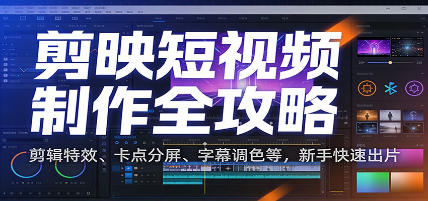 剪映短视频制作全攻略：剪辑特效、卡点分屏、字幕调色等，新手快速出片-网创联盟云网创