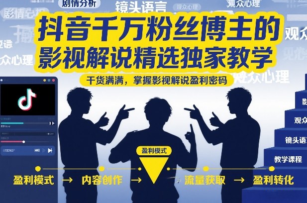 抖音千万粉丝博主的影视解说精选独家教学，干货满满，掌握影视解说盈利密码-网创联盟云网创