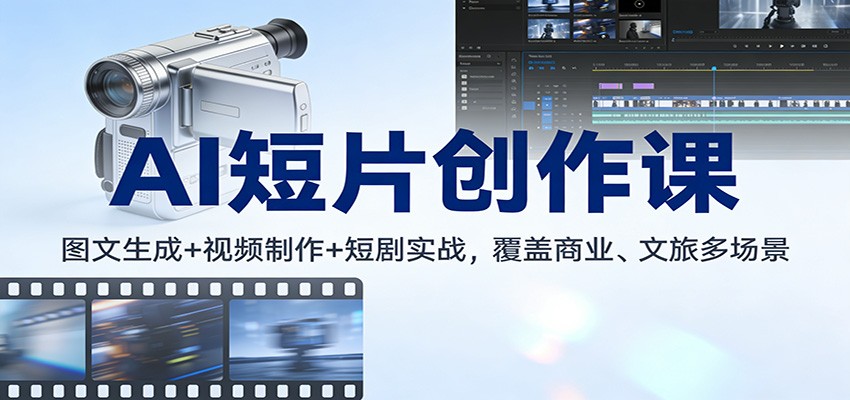 AI短片创作课：图文生成+ 视频制作+短剧实战，覆盖商业、 文旅多场景-网创联盟云网创
