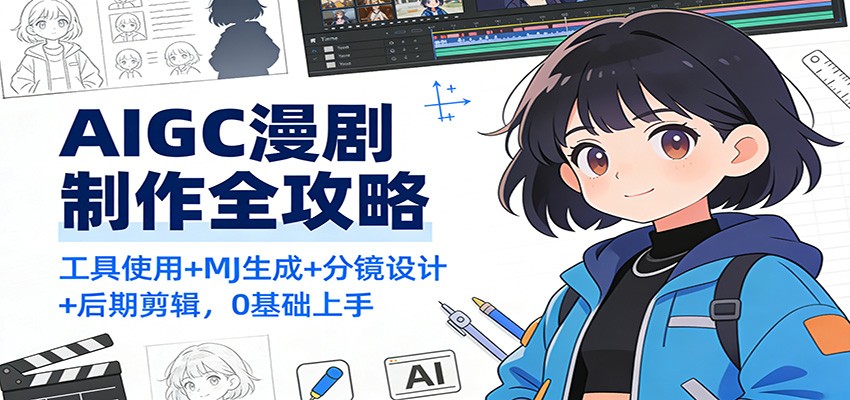 AIGC漫剧制作全攻略：工具使用+MJ生成+分镜设计+后期剪辑，0基础上手-网创联盟云网创