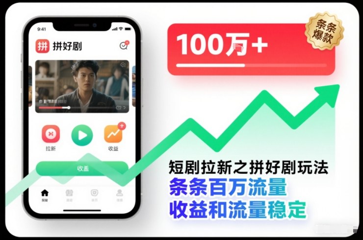 短剧拉新之拼好剧玩法,条条百万流量,收益和流量稳定-网创联盟云网创