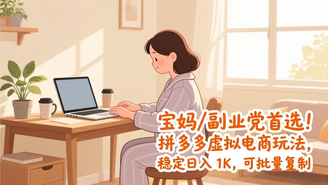 宝妈 / 副业党首选！拼多多虚拟电商玩法，稳定日入 1K，可批量复制-网创联盟云网创