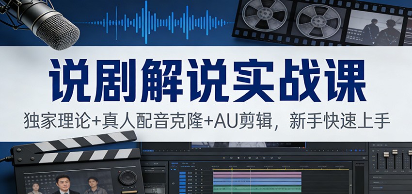 说剧解说实战课：独家理论+真人配音克隆+AU剪辑，新手快速上手-网创联盟云网创
