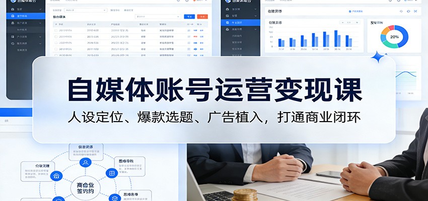 自媒体账号运营变现课：人设定位、爆款选题、广告植入，打通商业闭环-网创联盟云网创