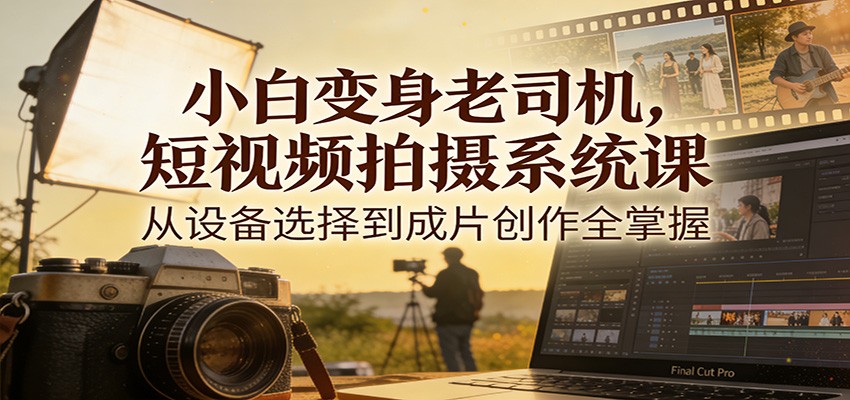 小白变身老司机，短视频拍摄系统课，从设备选择到成片创作全掌握-网创联盟云网创